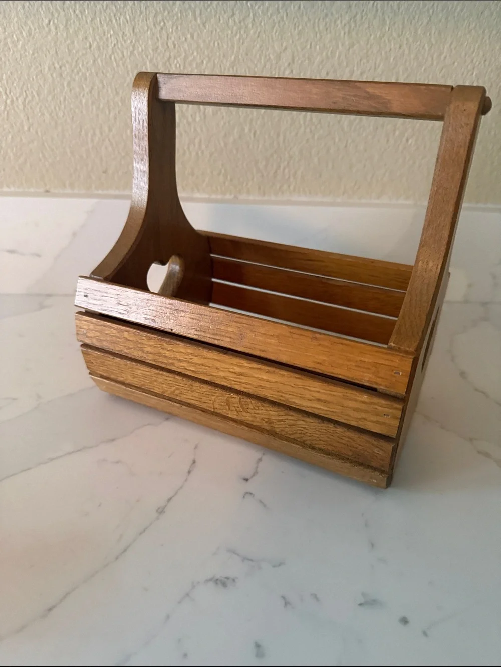 Wooden Heart Accent Caddy Basket - Brown